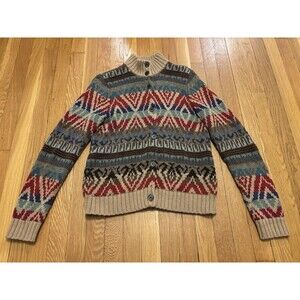Lauren Ralph Lauren Jeans Southwest Aztec Button Up Cardigan Sweater Size L